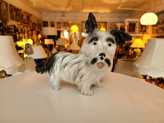 Vintage Ceramic Dog Planter | Scottish Dog Figurine Planter | Home Decor