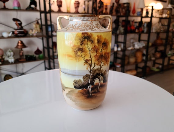 Antique Noritake Morimura Nippon Hand Painted Porcelain Vase ~ Made In Japan ~ Circa 1911 to 1921 ~ Vintage Home Decor