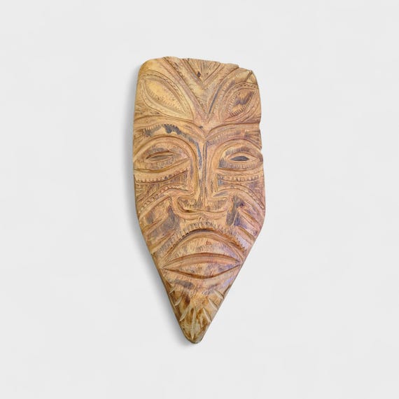 Vintage Hand Carved Wooden Mask | Handmade | Tribal Art | Wall Hanging | Home Decor | Woodcarving | Tiki Mask | Folk Art