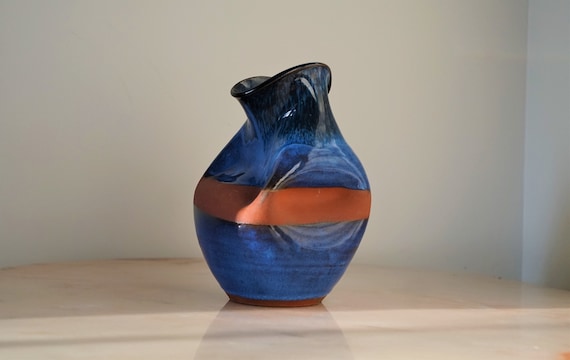 Vintage Unique Studio Art Pottery ~ Glazed Ceramic Vase From Barbados ~ Highland Pottery Chalky Mountain Barbados