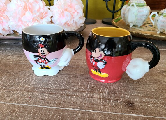 Set of 2 MICKEY and MINNIE Disney Park Original Mugs with Handles | Collectible Drinkware