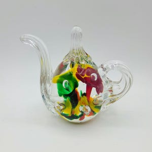 Gibson 1989 Art Glass Teapot Paperweight | Collectible Glass | Office Decor