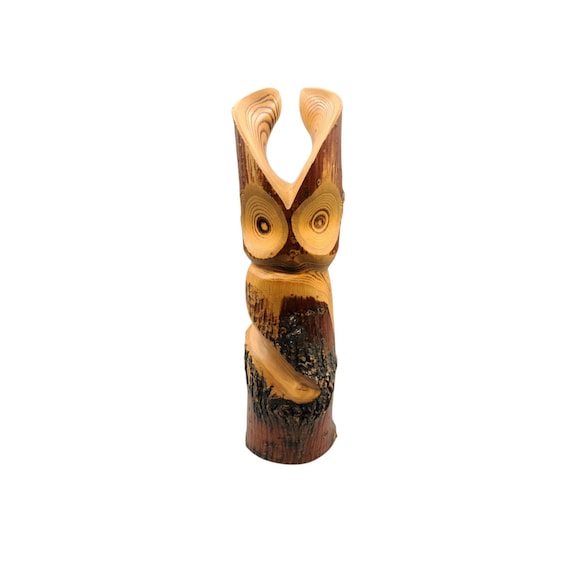 Vintage Hand Carved Wooden Owl Sculpture by Wilmer Nadjiwon | First Nations | Native American Art | Nadjiwon Owl | Signed | Collectible