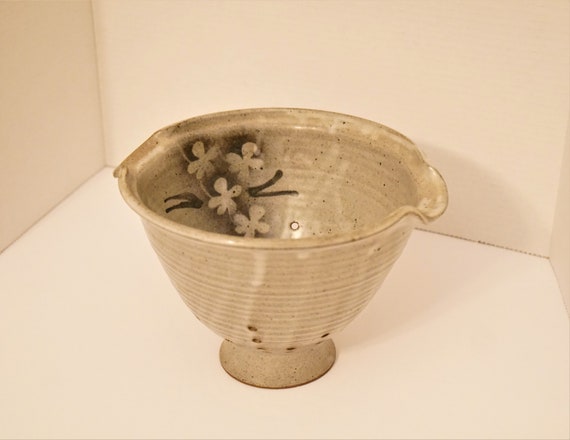 Vintage Handmade Ceramic Strainer Colander Artisan Stoneware