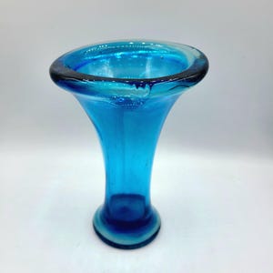 Vintage Artisan Crafted Art Glass Vase | Hand Blown Glass Vase | Light Blue | Collectible Glass | Home Decor