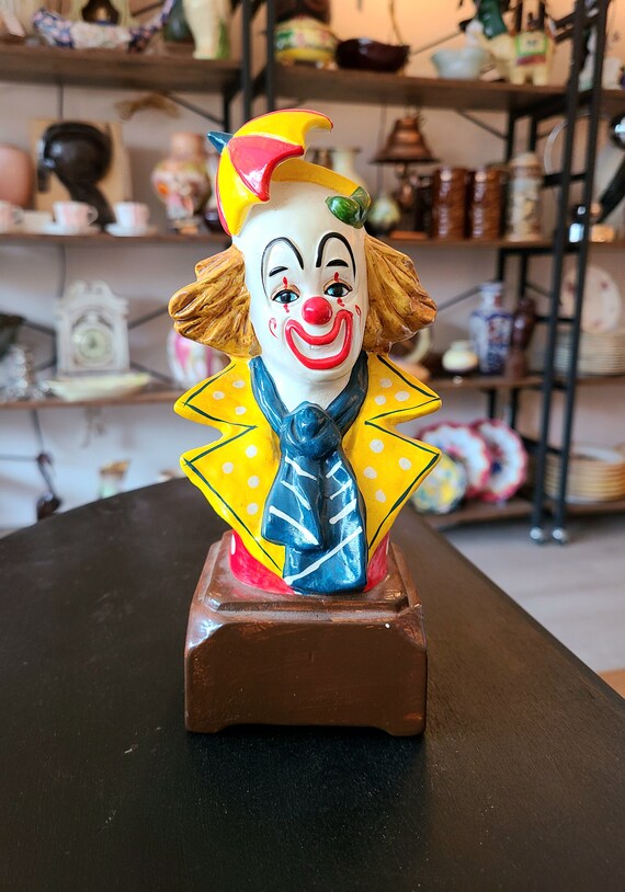 Mid Century LeGo Clown Figurine Music Box | Japan | 1940-1969 | Hand Painted | Collectible