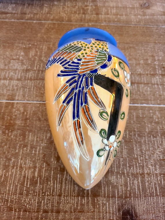 Mid Century Lusterware Hotta Yu Shoten Ceramic Wall Pocket Vase | Hand Painted and Made in Japan | Home Decor