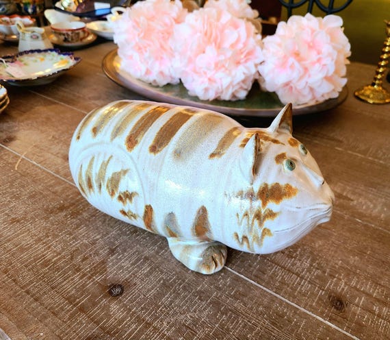 Vintage Ceramic Cat | Signed And Dated |Studio Art Pottery | 1986 | Handcrafted Home Decor |