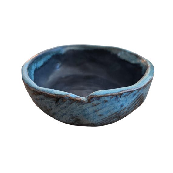 Vintage Studio Pottery Bowl Attributed To Paul Barron / Stoneware with Blue-Grey Glaze / Mid-Century British Ceramics / Impressed B Mark