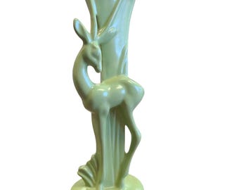 Vintage Royal Haeger Pottery Antelope Vase | Mid Century | Mint Green Ceramic Gazelle Vase | Collectible | 1950s | Home Decor