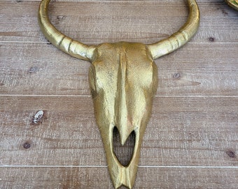 Longhorn Wall Hanging Decor | Cast Metal Cow Skull | Wall Art