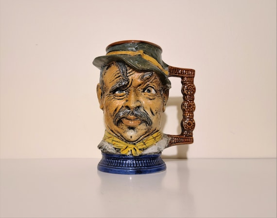 Large Capodimonte Character Beer Stein Tankard ~ Made In Italy ~ Vintage Barware ~ Decorative Italian Ceramic Mug