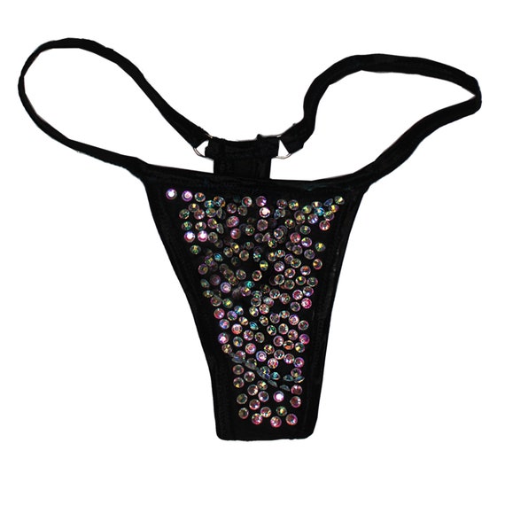 THE VENUS Black Rhinestone Thong Bikini Diamond Thong Micro Etsy