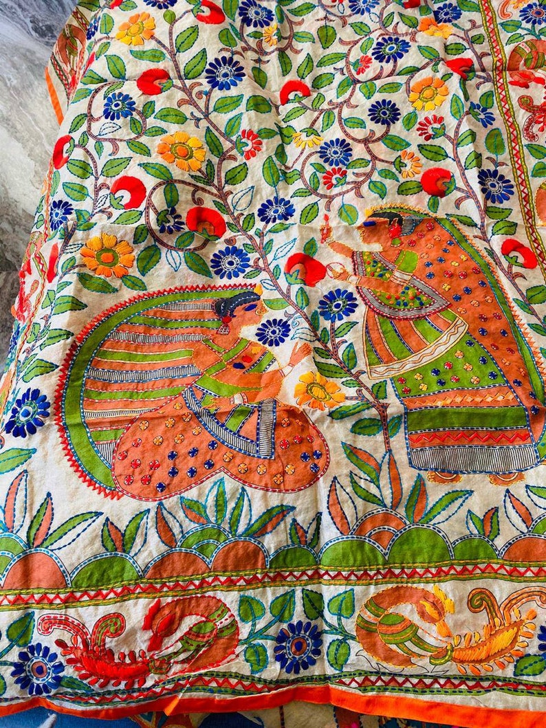 Floral Boho Creeper Madhubani Duppata