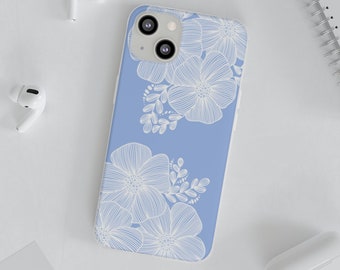 Periwinkle and White Floral Design Phone Case
