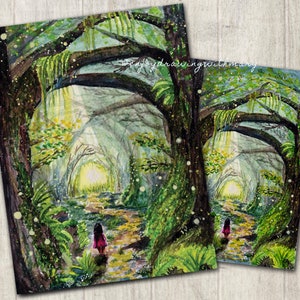 Enchanted Forest, Watercolor Enchanted Forest, Art Print, Girl in the Forest, Watercolor Fantasy, Watercolor Artwork, Fantasy Artwork