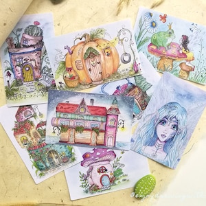 Adesivi per album di ritagli, adesivi per diari di carta, case fantasy, fata, cottagecore, diario spazzatura, adesivi Bujo, adesivi per diari, collage