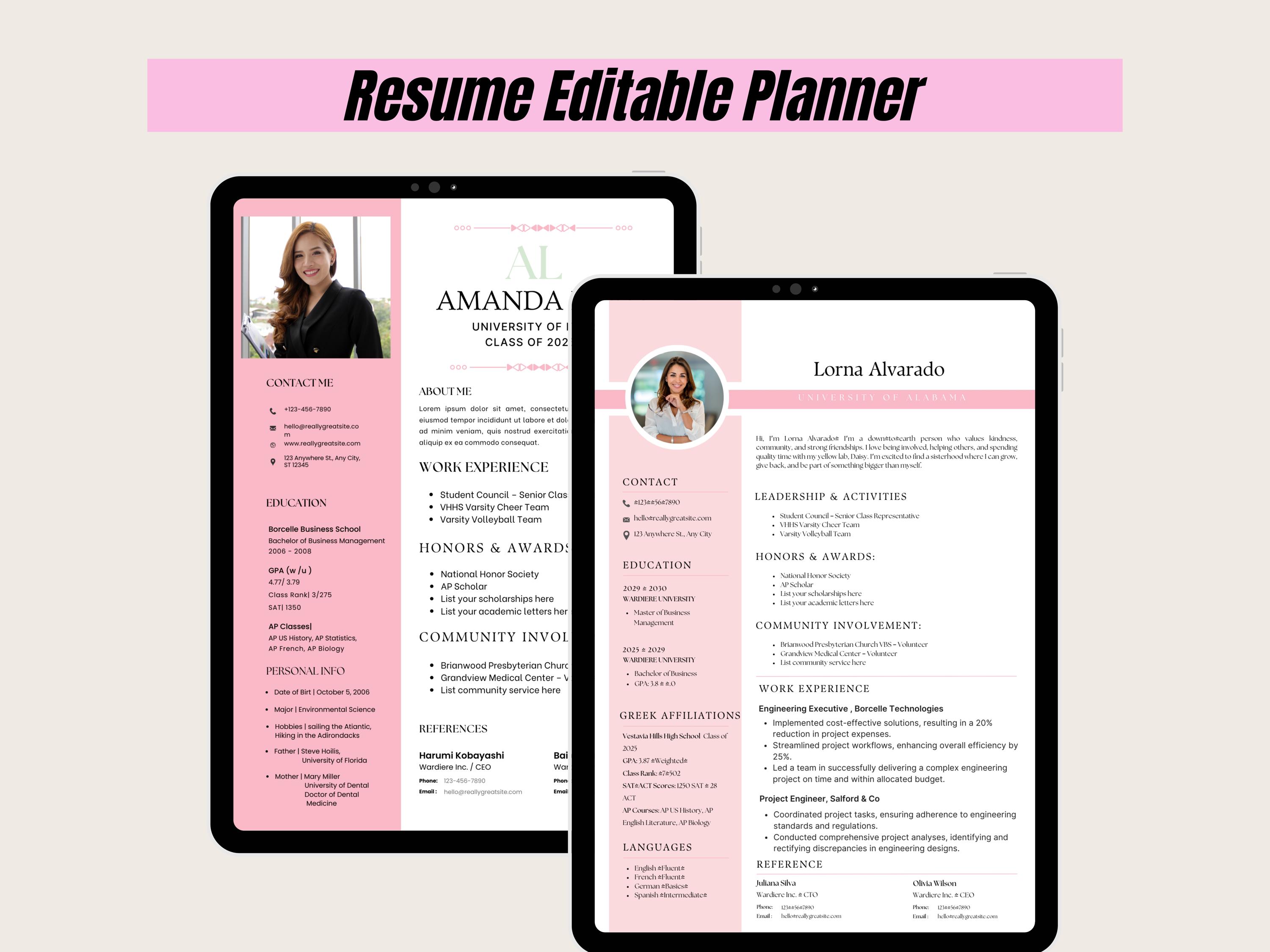Editable Canva Resume Template Bundle: Modern CV, Cover Letter (digital ...