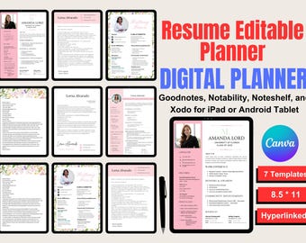 Ensemble de modèles de CV modifiables Canva : CV moderne, lettre de motivation (numérique)