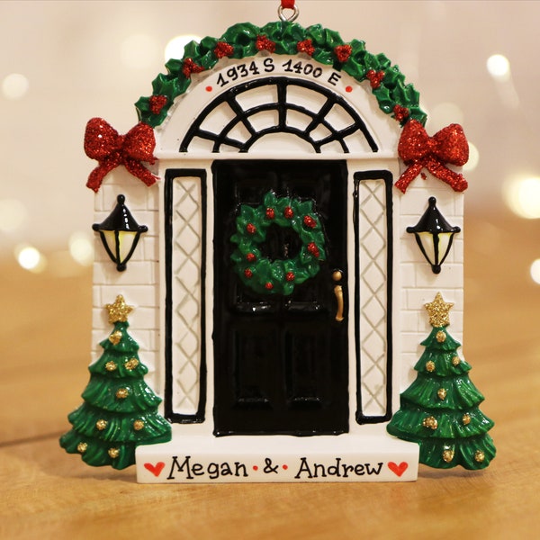 Black Home Door Personalized Christmas Ornament, New Home Ornament, House Ornament, First Christmas in New Home.