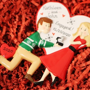 Engagement Couple Christmas Ornament, Engagement Gift, Custom Proposal Ornament, Engaged Couple, She Said Yes we are engaged marry me ornament