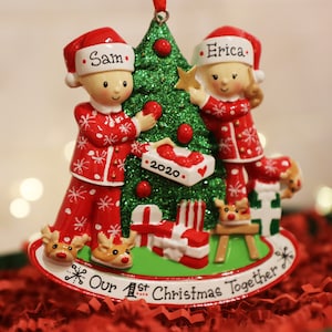 Couple in Christmas Pajamas Personalized Christmas Ornament, Our First ...