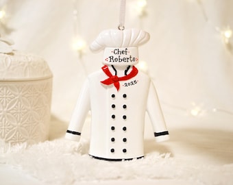 Chef Uniform Personalized Christmas Ornament, Cook Ornament, Baker Custom Name Christmas Ornament, Chef of the Kitchen Ornament