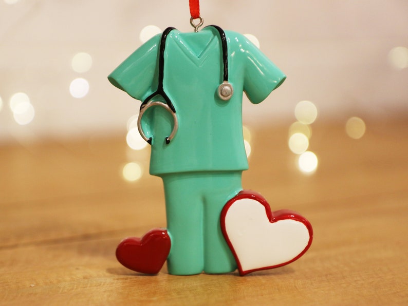 Nurse Ornament Ornament with Name. Green Scrubs Christmas Ornament Best Nurse Doctor Ornament Personalized Christmas Ornaments