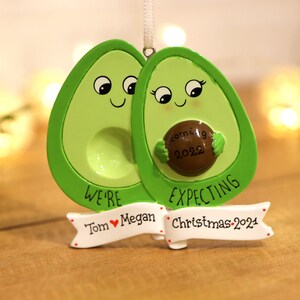 Avocado Couple Expecting Personalized Christmas Ornament, Family of 2 Ornament, We are Expecting, Expecting Baby Ornament.