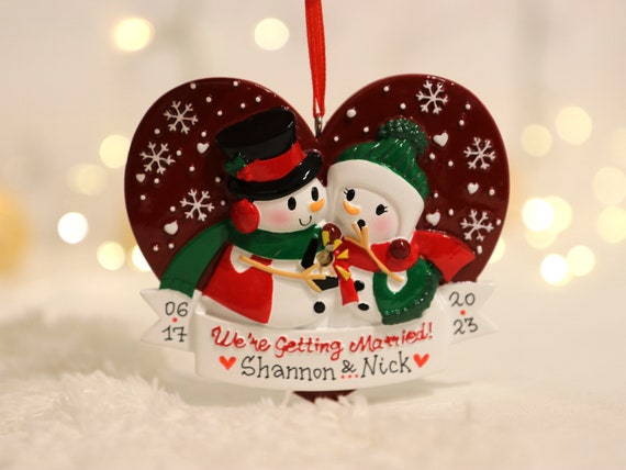 Snowman Engagement Personalized Christmas Ornament Engagement
