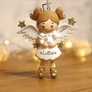 Angel Girl Personalized Christmas Ornament, Girl Ornament, Christmas Angel Ornament, Little Girl Ornament, Personalized Toddler Ornament.