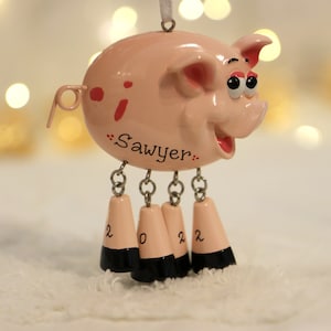 Schwein personalisierte Weihnachtsverzierung, niedliche Schweinchen-Verzierung für Weihnachtsbaum, Bauernhof-Verzierung, Weihnachtsbaum-Geschenk für Kinder.