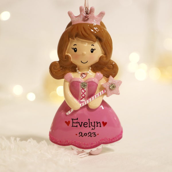 Fairy Princess Personalized Christmas Ornament, Princess Girl Ornament, Christmas Gift for Girl, Child and Toddler Gift.