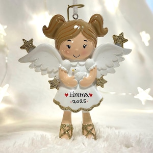 Engel Mädchen personalisierte Weihnachtsverzierung, Mädchen Verzierung, Weihnachtsengel Verzierung, kleine Mädchen Verzierung, personalisierte Kleinkind Verzierung.