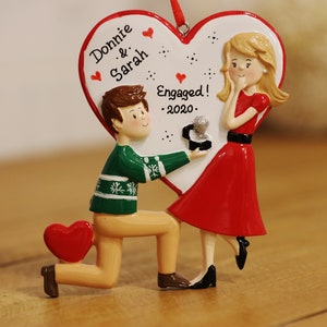 Engagement Couple Personalized Christmas Ornament, Engagement Gift, Custom Proposal Ornament, Engaged Couple, She Said Yes