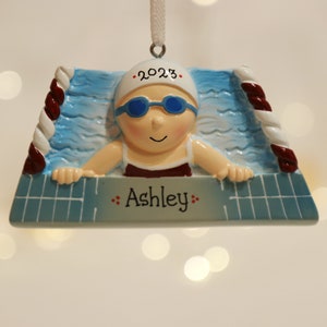 Swimming Girl Personalized Christmas Ornament, Swimming Ornament, Ornament for Girl, Sport Ornament, Swimmer Gift.