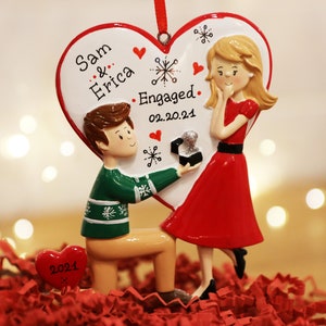 Engagement Couple Christmas Ornament, Engagement Gift, Custom Proposal Ornament, Engaged Couple, She Said Yes we are engaged first christmas engaged