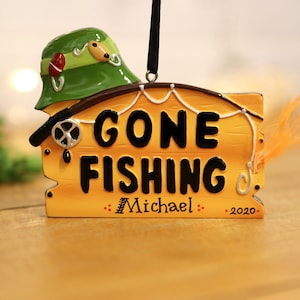 Gone Fishing Personalized Christmas Ornament, Fishing Ornament, Fisherman Gift, Fisher Ornament, Fishing Lover Gift.
