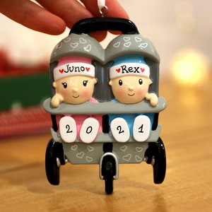 Twin Boy and Girl Personalized Christmas Ornament, Baby First Christmas, Twins First Christmas Ornament, Toddler Gift 2025.