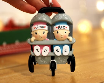New Twin Boy and Girl Personalized Christmas Ornament, Baby's First Christmas, Twins First Christmas Ornament, Toddler Gift 2022.