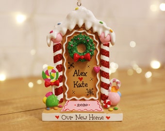 Gingerbread Home Door Personalized Christmas Ornament, New Home Christmas Ornament, Our First Christmas, First Home Christmas Ornament.