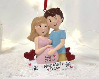 Erwartetes Paar personalisierte Weihnachtsverzierung, Wir erwarten Verzierung, Eltern, um Geschenk zu sein, Schwangerschaftsverzierung.