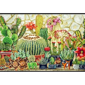 サボテン 植物 花 多肉植物 自然 クロスステッチ 即時ダウンロード PDF パターン