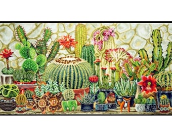 Cactus Plants Flowers Succulent Nature Counted Cross stitch Instant Download PDF Pattern