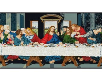 Jesus Christ Last Supper 12 Apostles Embroidery Counted Cross stitch Instant Download PDF Pattern
