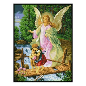 Children Guardian Angel Bridge Counted Cross stitch Instant Download PDF Pattern