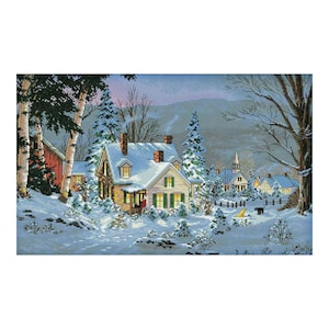 Natale Vacanza Sera Inverno Paesaggio Silenzio Punto croce contato Download immediato PDF Schema