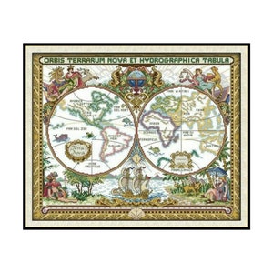 Alte Weltkarte Kreuzstich Sofort Download PDF Stickmuster