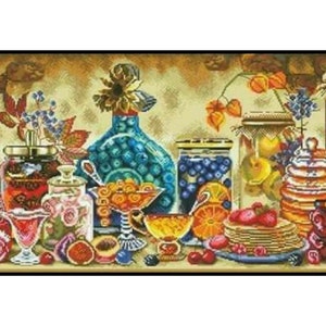 Summer Dessert Still Life Counted Cross Stitch Pattern (PDF Download)