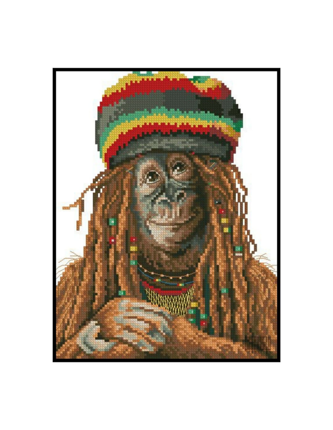 Jamaican Hippie Monkey Hipysha Rasta Counted Cross Stitch Instant Download  PDF Pattern - Etsy